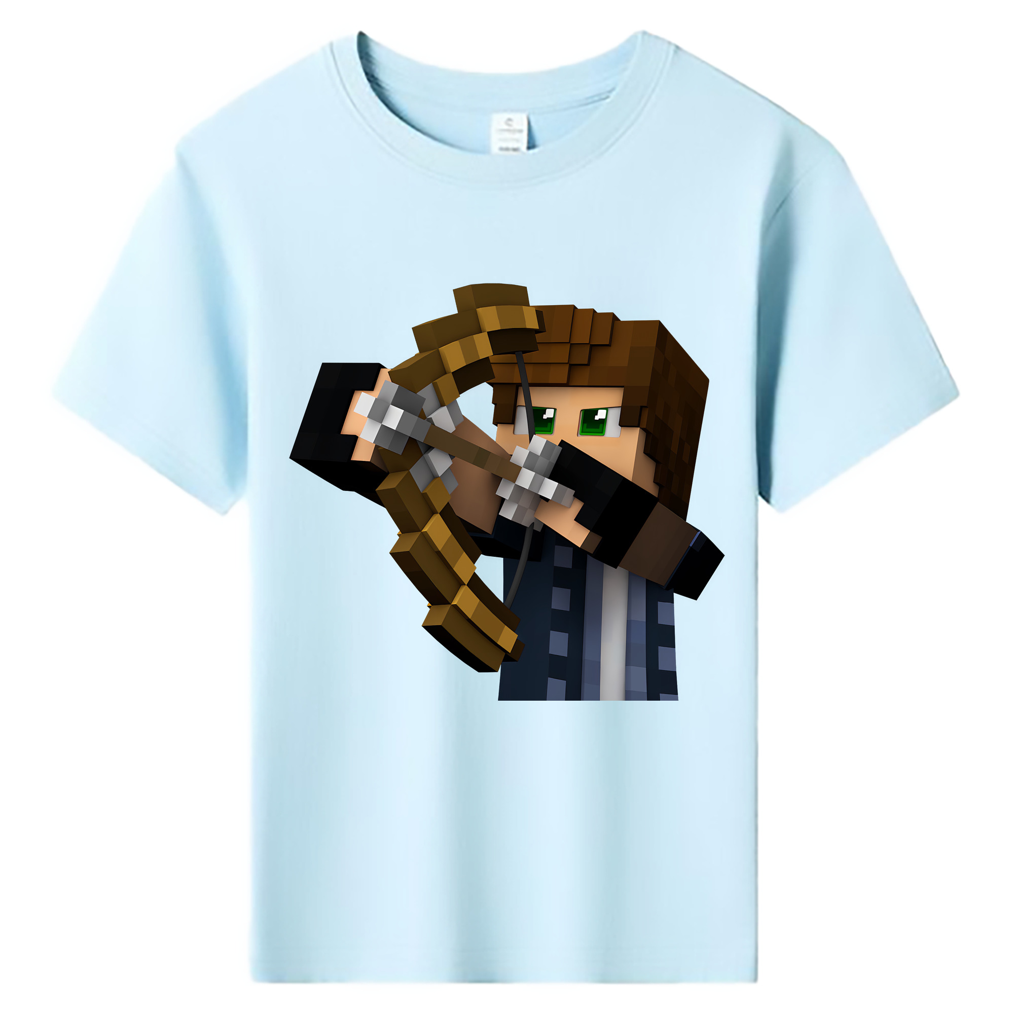 （画像用） マインクラフト ブロックの世界 Minecraft MC Block world 綿100％キッズTシャツ（フロントプリント）